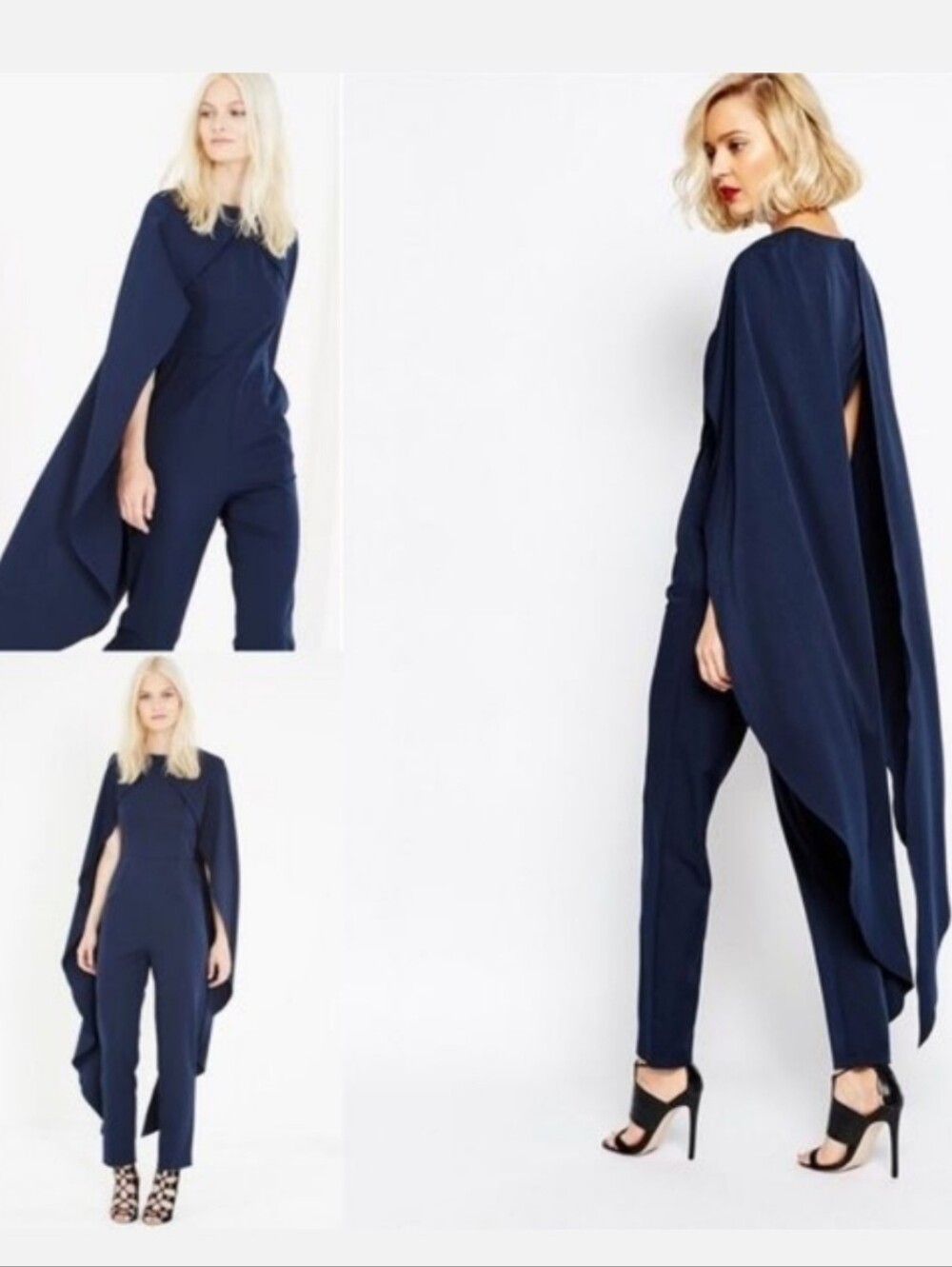 NWT LAVISH ALICE Cape Jumpsuit in Navy Blue Size 6 US / UK 10 / EUR 38 Elegant